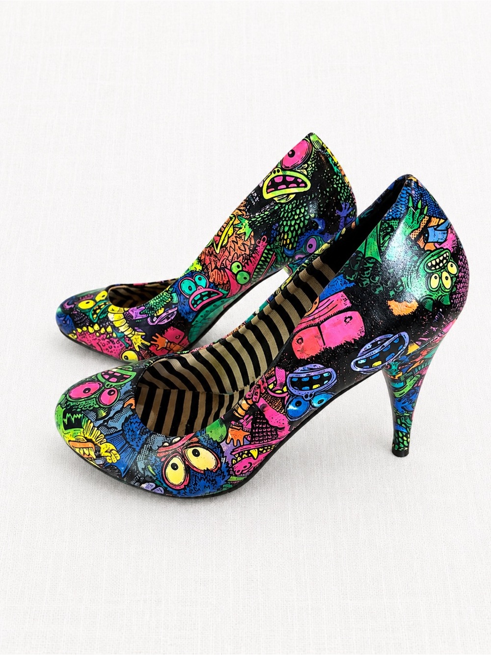 Iron Fist Neon Multicolor Graphic Stiletto Heels